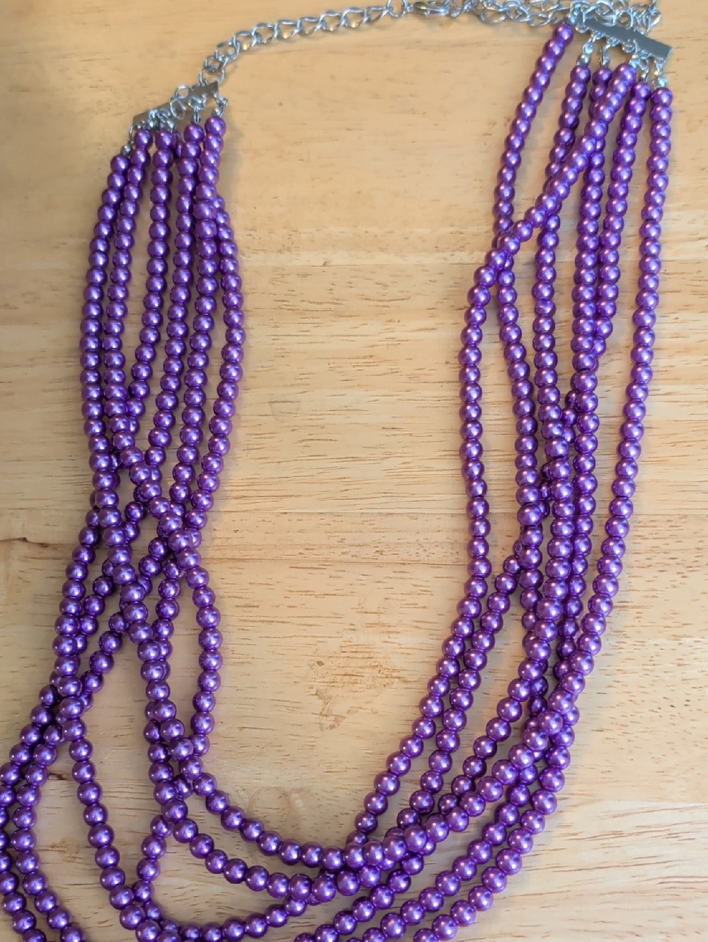 Purple Multi-Strand Pearl Bead Necklace - Women's Jewelry